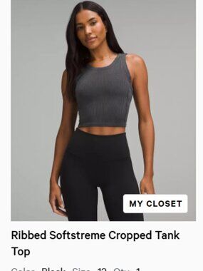 Lululemon Ribbed Softstreme Cropped Tank